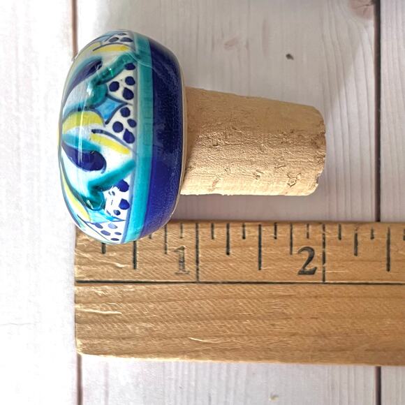 Deruta Italy Hand-Painted Ceramic Pottery Wine Cork Bottle Coaster / Small Plate - Picture 7 of 7